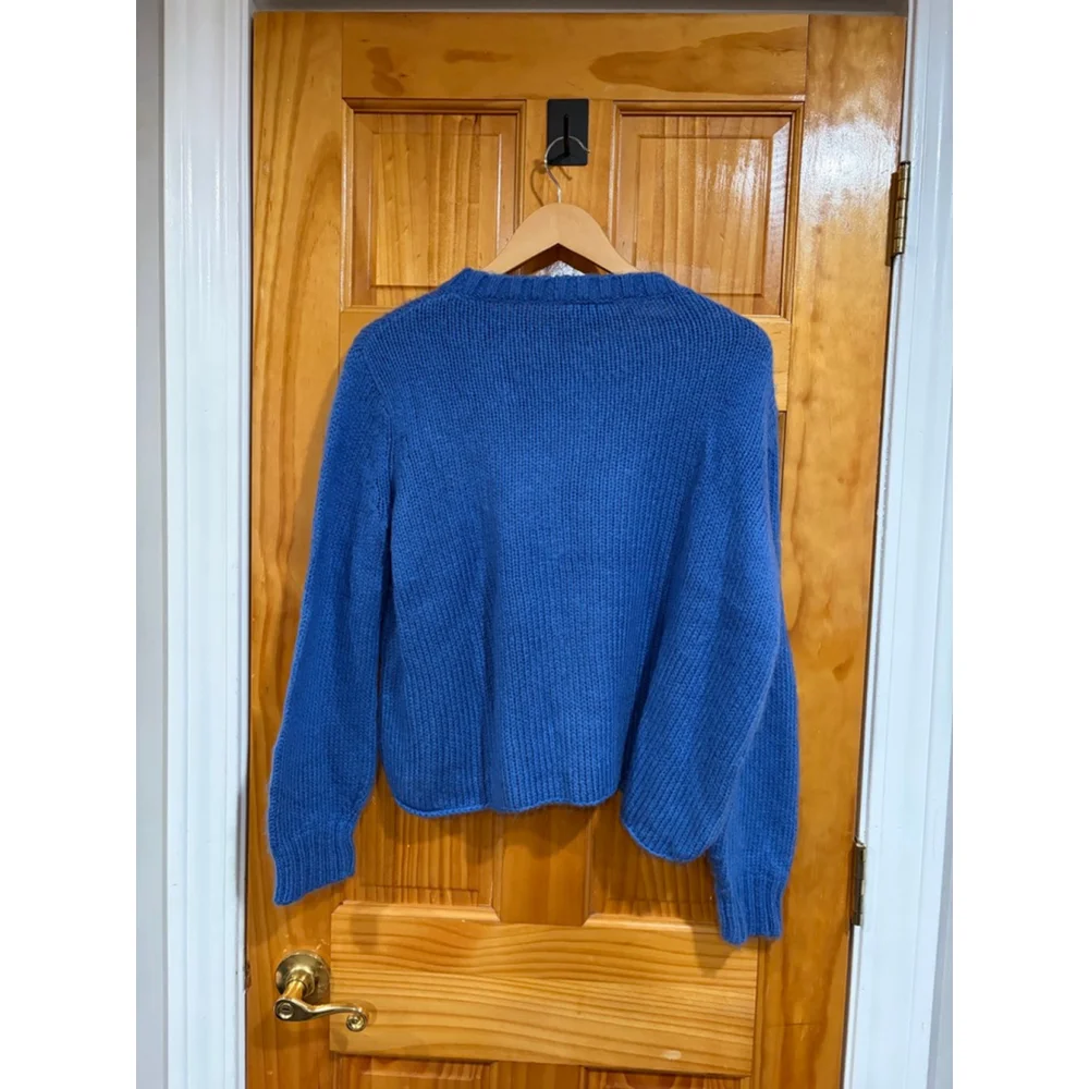 Wooden Ships Ski Sweater Blue Chunky Knit Apres Ski Aspen Cozy Cottagecore XS - Picture 5 of 7